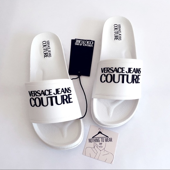 ⭕️ VERSACE JEANS Men’s Flip Flops Slide White 11 main image 4